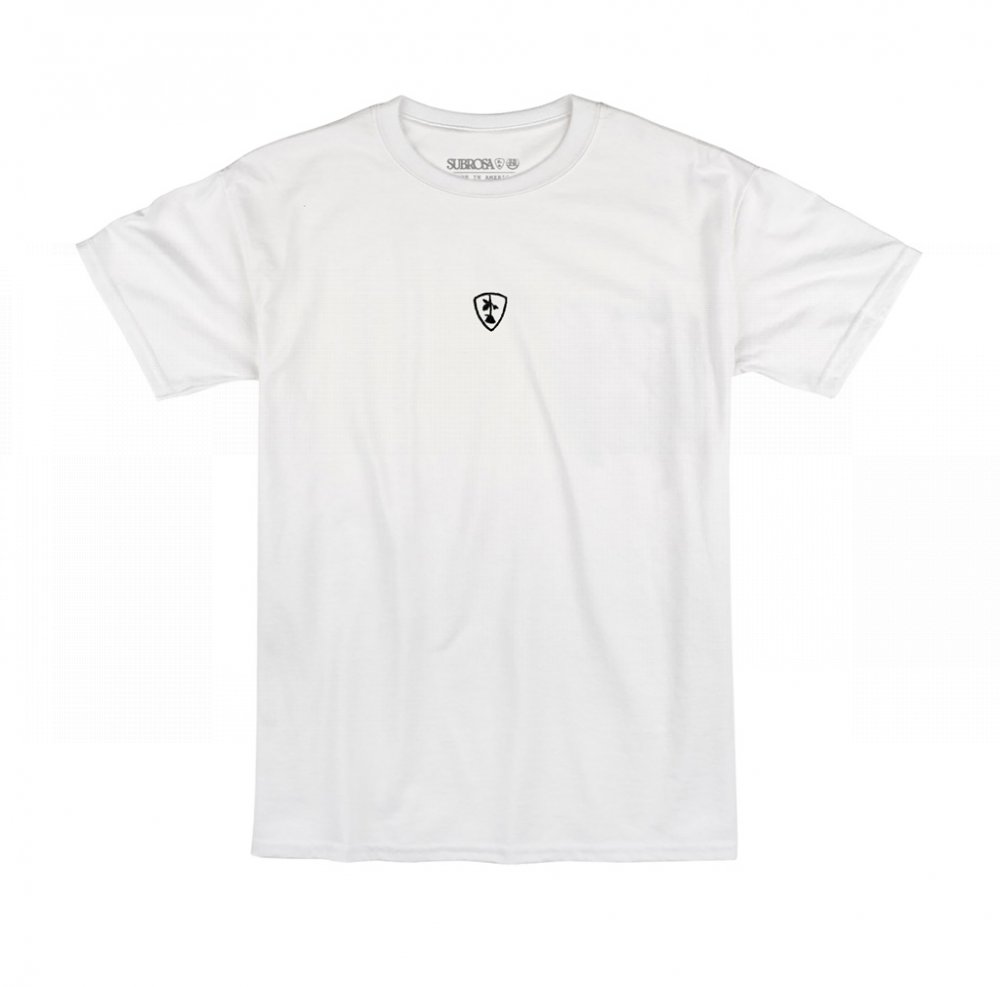 Subrosa SHIELD Embroidered T-Shirt White | TBB-BIKE