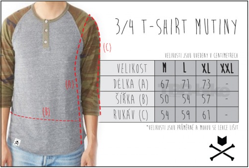 Mutiny SKULL Henley Eco Grey/Camo
