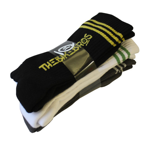 Thebikebros STRIPE LOGO 3-Pack Socks Black/Grey/White